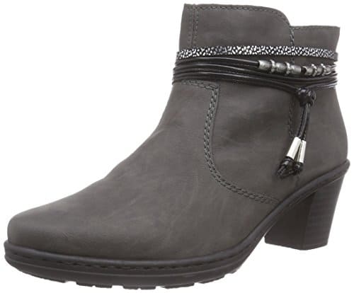 Rieker 54953, Damen Kurzschaft Stiefel, Grau (fumo/schwarz-silber/schwarz/45), 39 EU (6 Damen UK)