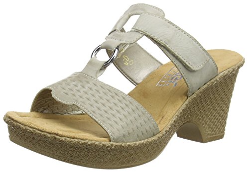 Rieker 66098 Women Mules, Damen Pantoletten, Weiß (ice/80), 42 EU