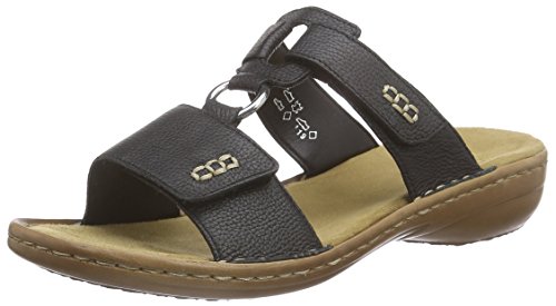 Rieker 608X9 Women Mules, Damen Pantoletten, Schwarz (schwarz/00), 38 EU