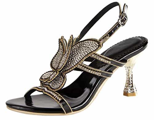 Honeystore 2017 Neuheiten Frauen Kunstleder Weinglas Absatz Schmetterling Sandalen Slingpumps mit Strass Schuhe